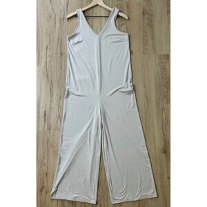 Varley Pelion Jumpsuit Women's Size S Sleeveless Wide Leg V Neck Taupe